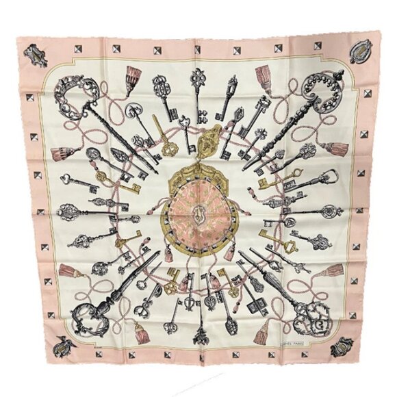 Hermes Accessories - Authentic RARE! Hermes Les Cles Key Vintage 90cm Silk Scarf